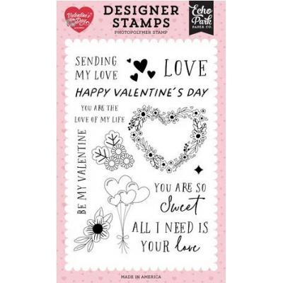 Echo Park Valentine's Day Stempel - Floral Heart Wreath